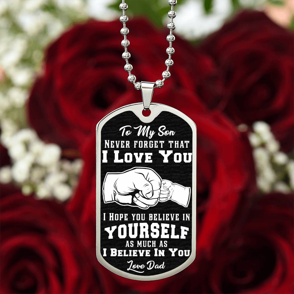 Luxury Military Necklace: 24" (61cm) with upgraded clasp Dog Tag: 28.5mm x 51mm