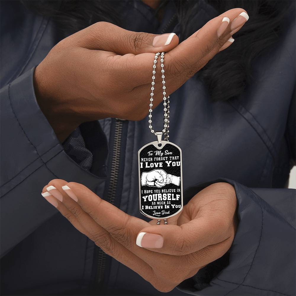 Luxury Military Necklace: 24" (61cm) with upgraded clasp Dog Tag: 28.5mm x 51mm