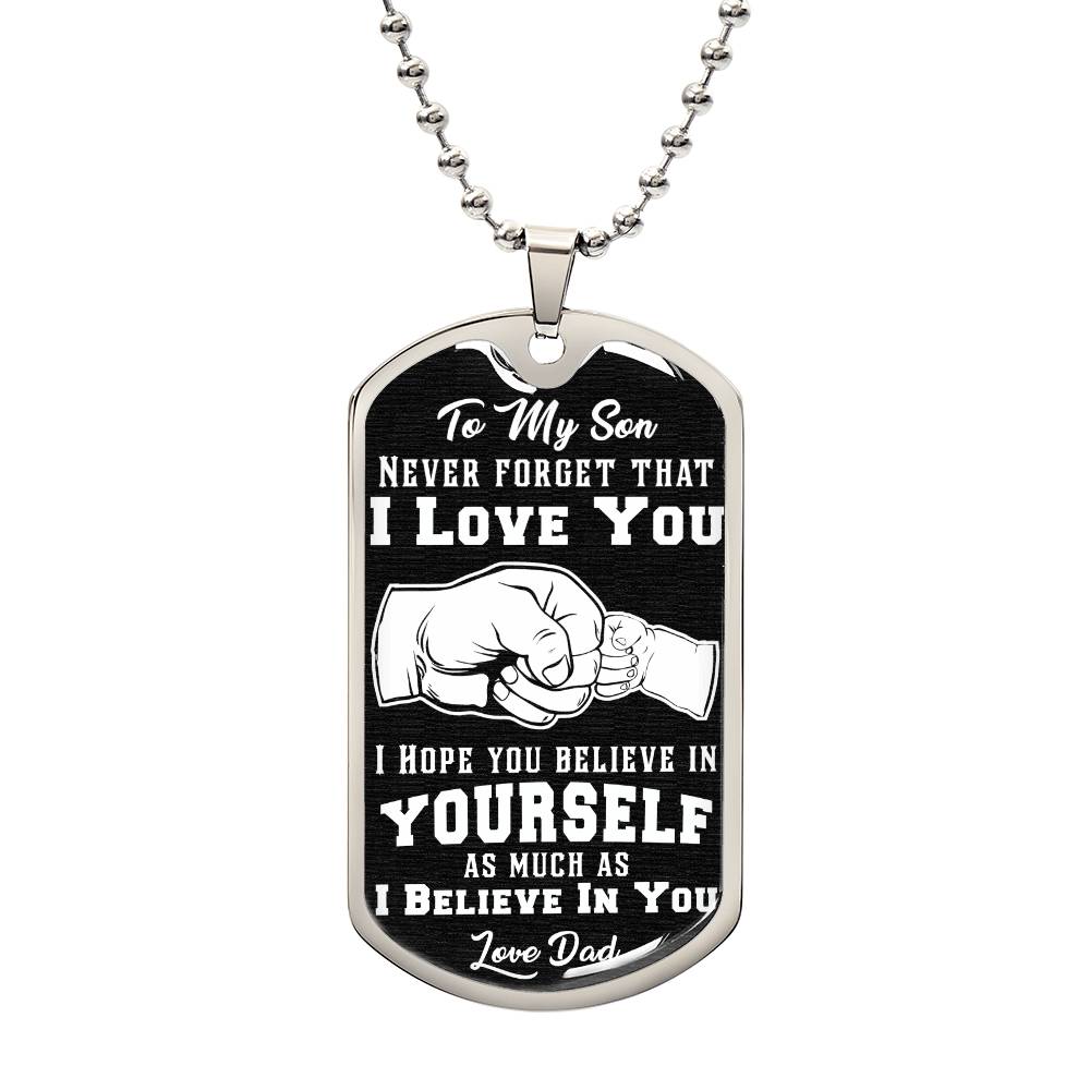 Luxury Military Necklace: 24" (61cm) with upgraded clasp Dog Tag: 28.5mm x 51mm