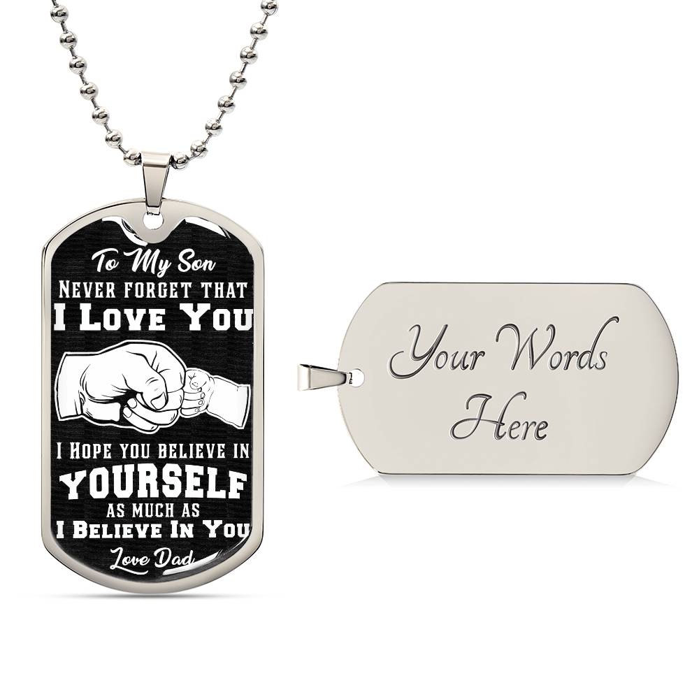 Luxury Military Necklace: 24" (61cm) with upgraded clasp Dog Tag: 28.5mm x 51mm