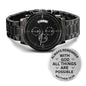 Timeless Elegance: Engraved Black Chronograph Watch for Men - A Durable and Personalized Gift