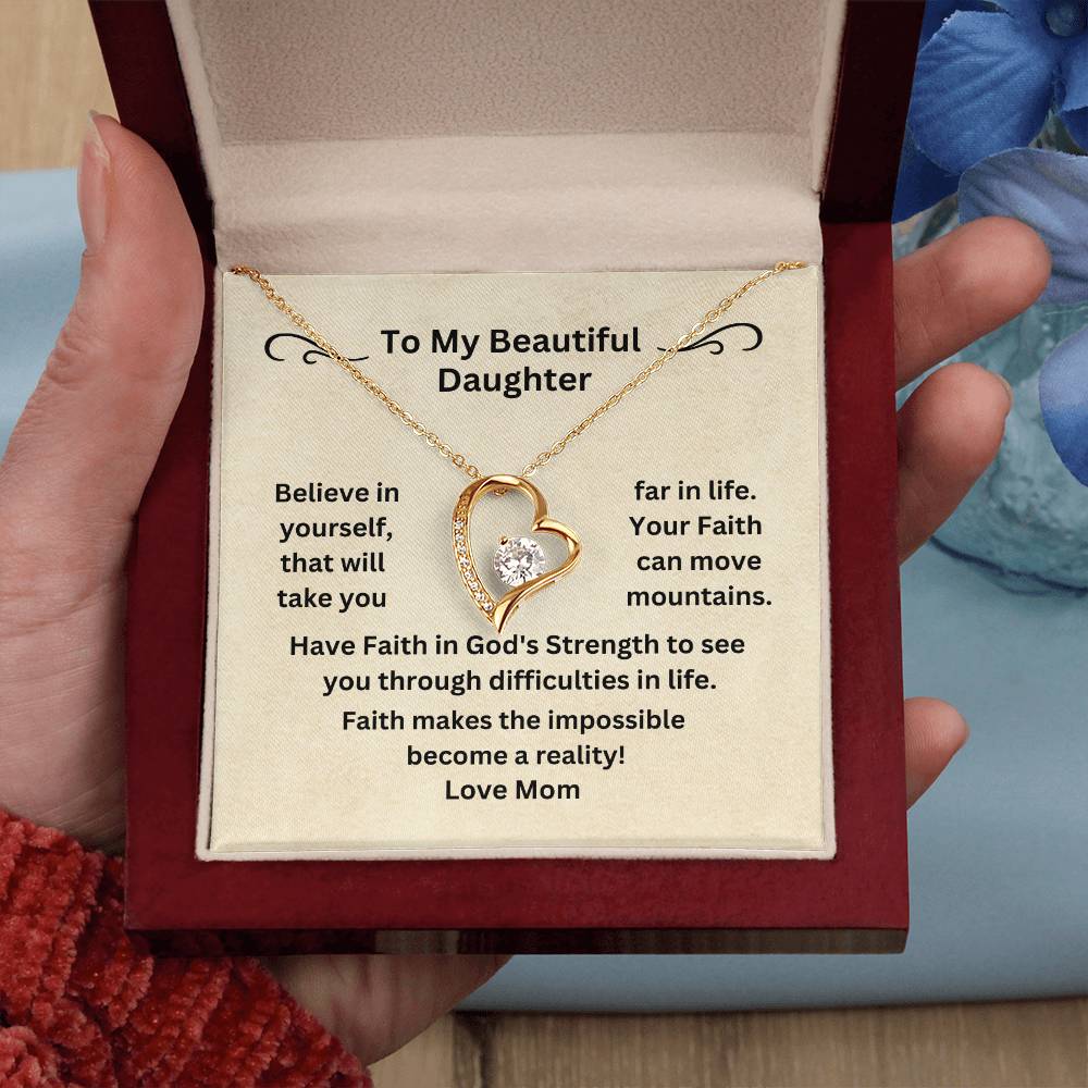 Daughter - Have faith In Yourself - Dainty Heart Necklace