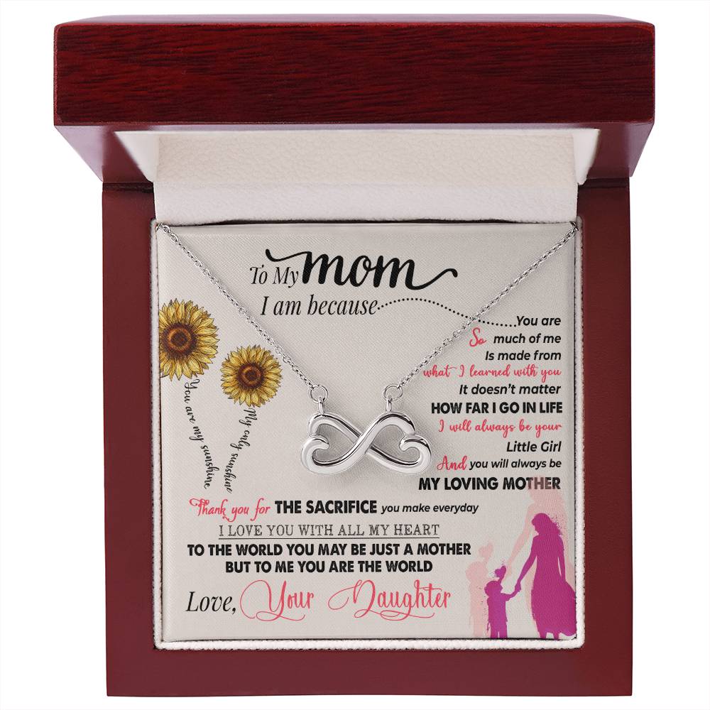 Gift card with a endless love necklace pendant - looks like a side ways eight