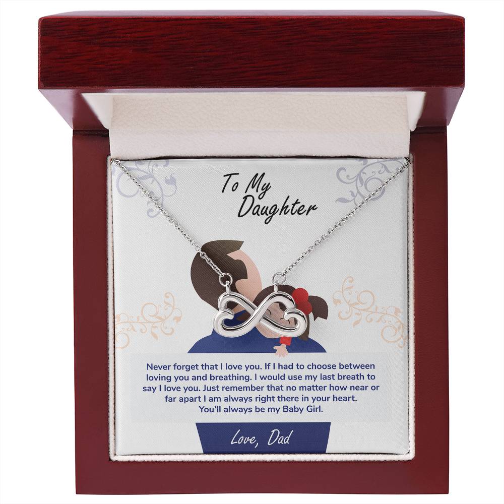 gift card with an endless love pendant white gold finish necklace in the form of an side ways eight made of two hearts