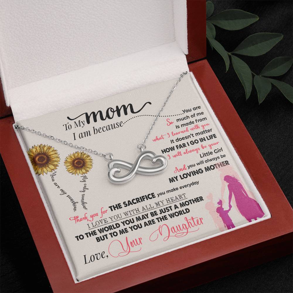 Gift card with a endless love necklace pendant - looks like a side ways eight