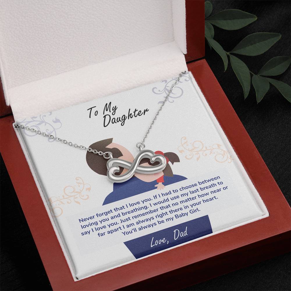 gift card with an endless love pendant white gold finish necklace in the form of an side ways eight made of two hearts