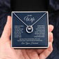 Message card with a Horseshoe pendant necklace with a cubit zirconia crystal Product Details: White Gold Over Stainless Steel Cubic Zirconia Crystal Pendant size approximately 0.77” x 0.62” inches (19.5mm x 16mm) Adjustable box chain measures 16" - 18" Lobster clasp attachment