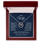 Message card with a Horseshoe pendant necklace with a cubit zirconia crystal Product Details: White Gold Over Stainless Steel Cubic Zirconia Crystal Pendant size approximately 0.77” x 0.62” inches (19.5mm x 16mm) Adjustable box chain measures 16" - 18" Lobster clasp attachment