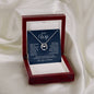 Message card with a Horseshoe pendant necklace with a cubit zirconia crystal Product Details: White Gold Over Stainless Steel Cubic Zirconia Crystal Pendant size approximately 0.77” x 0.62” inches (19.5mm x 16mm) Adjustable box chain measures 16" - 18" Lobster clasp attachment