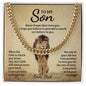 Gift card for a son with a cuban Link Chain made from 14K Yellow Gold Finish over stainless steel