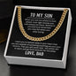 Men's necklace on a gift card, crafted from polished stainless steel and 14k yellow gold over stainless steel, featuring a chain width of 5 mm, adjustable length of 18 to 22 inches, weighing 28.5 grams, with a parrot clasp.