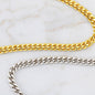 2 Men's necklaces, crafted from polished stainless steel, featuring a chain width of 5 mm, adjustable length of 18 to 22 inches, weighing 28.5 grams, with a parrot clasp.