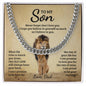 Gift card for a son with a cuban Link Chain made from stainless steel