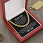 Men's necklace on a gift card, crafted from polished stainless steel and 14k yellow gold over stainless steel, featuring a chain width of 5 mm, adjustable length of 18 to 22 inches, weighing 28.5 grams, with a parrot clasp.