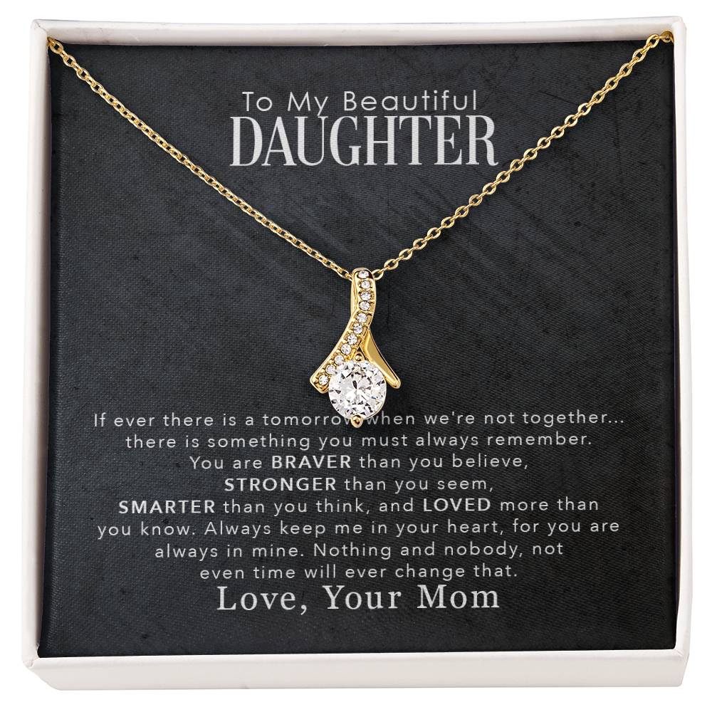 jewelry card with a necklace on it the necklace has a large cubit zirconia in the middle and is suspended on a lpiece of metal with numerous small cubity zirocnia on it