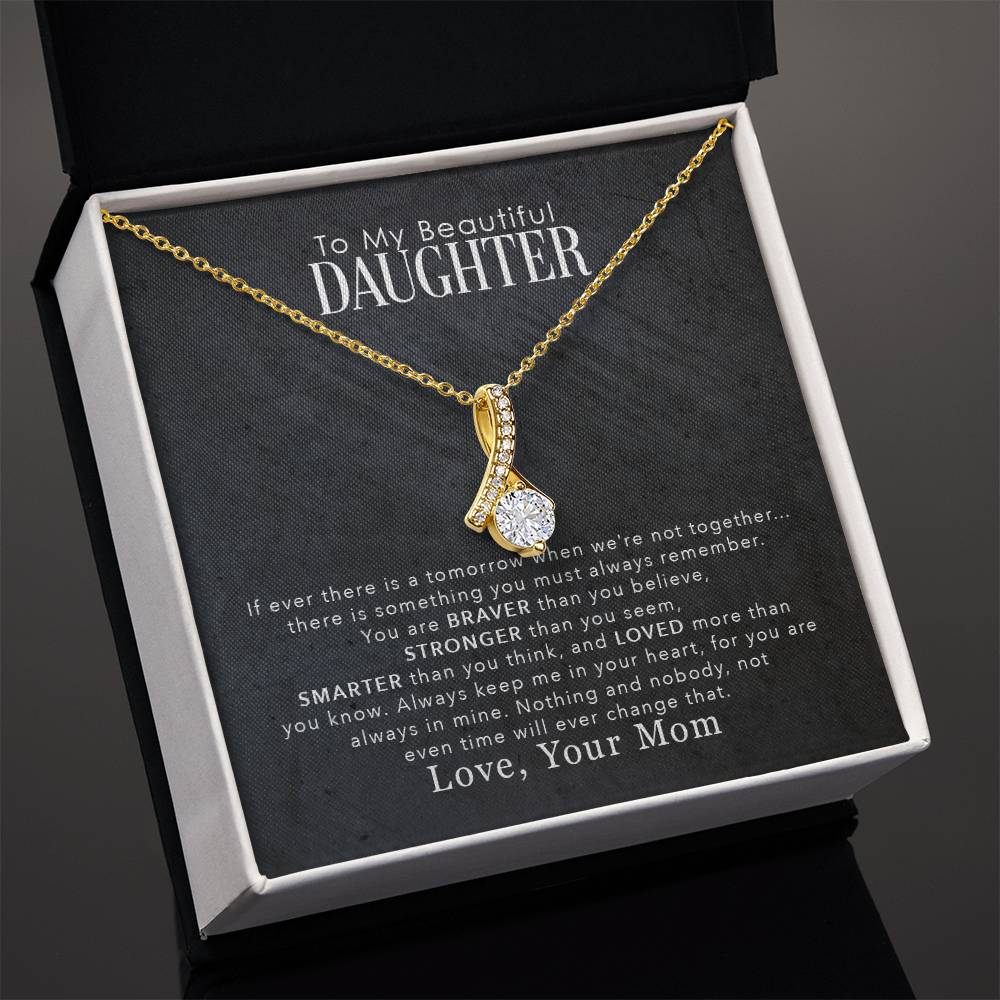 jewelry card with a necklace on it the necklace has a large cubit zirconia in the middle and is suspended on a lpiece of metal with numerous small cubity zirocnia on it
