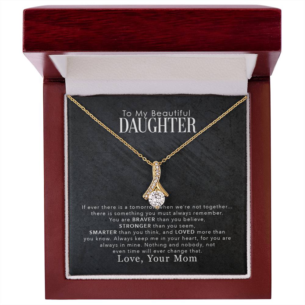 jewelry card with a necklace on it the necklace has a large cubit zirconia in the middle and is suspended on a lpiece of metal with numerous small cubity zirocnia on it