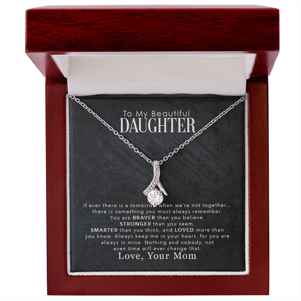 jewelry card with a necklace on it the necklace has a large cubit zirconia in the middle and is suspended on a lpiece of metal with numerous small cubity zirocnia on it