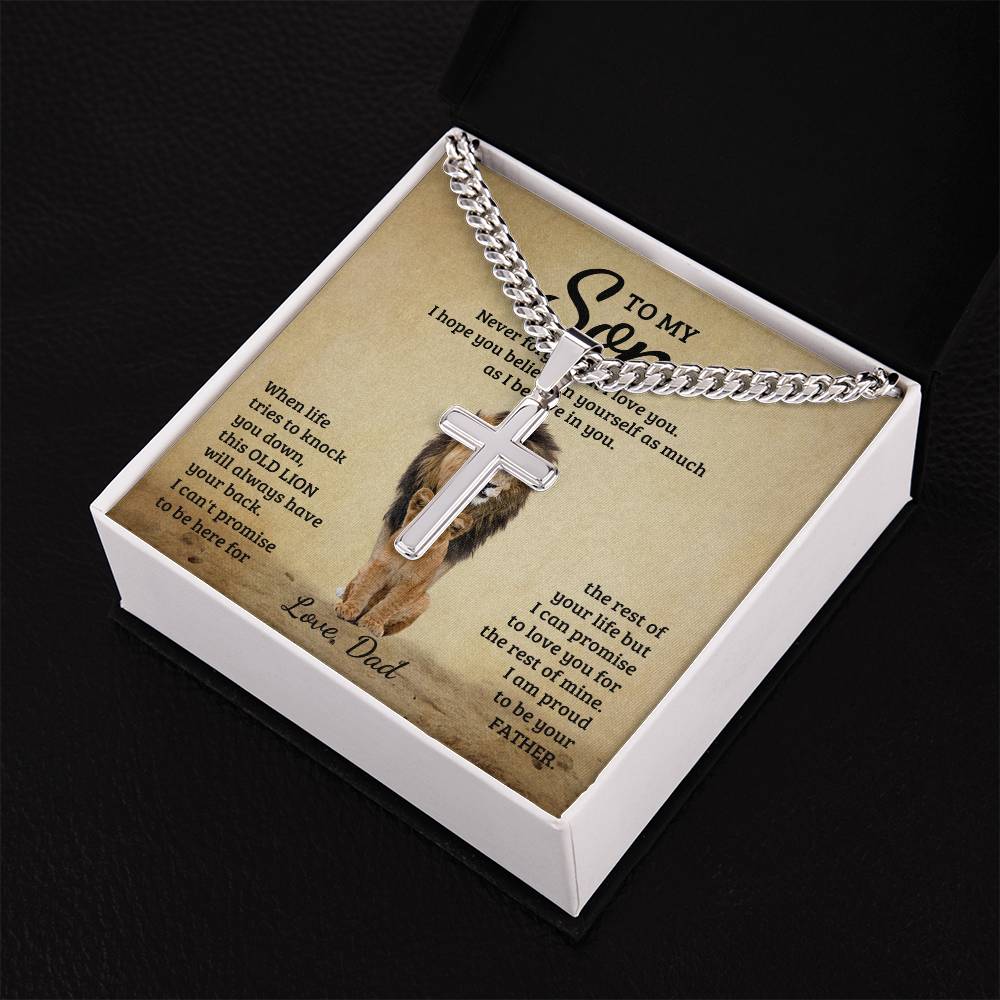 Gift card for a son with a cuban Link Chain made from stainless steel