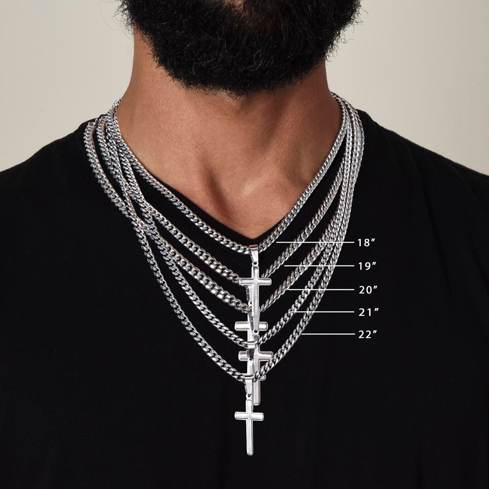 Gift card for a son with a cuban Link Chain made from stainless steel