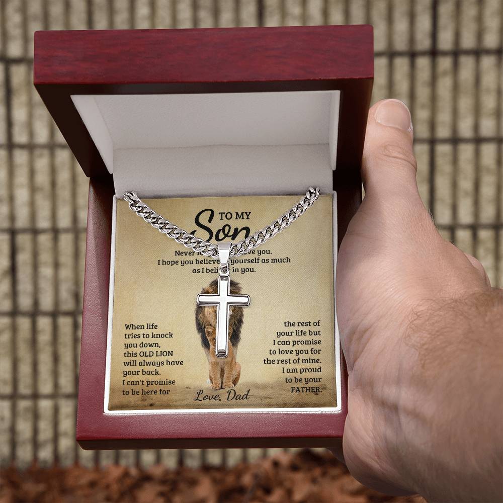 Gift card for a son with a cuban Link Chain made from stainless steel