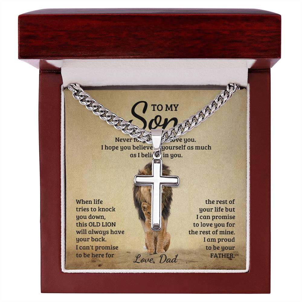 Gift card for a son with a cuban Link Chain made from stainless steel