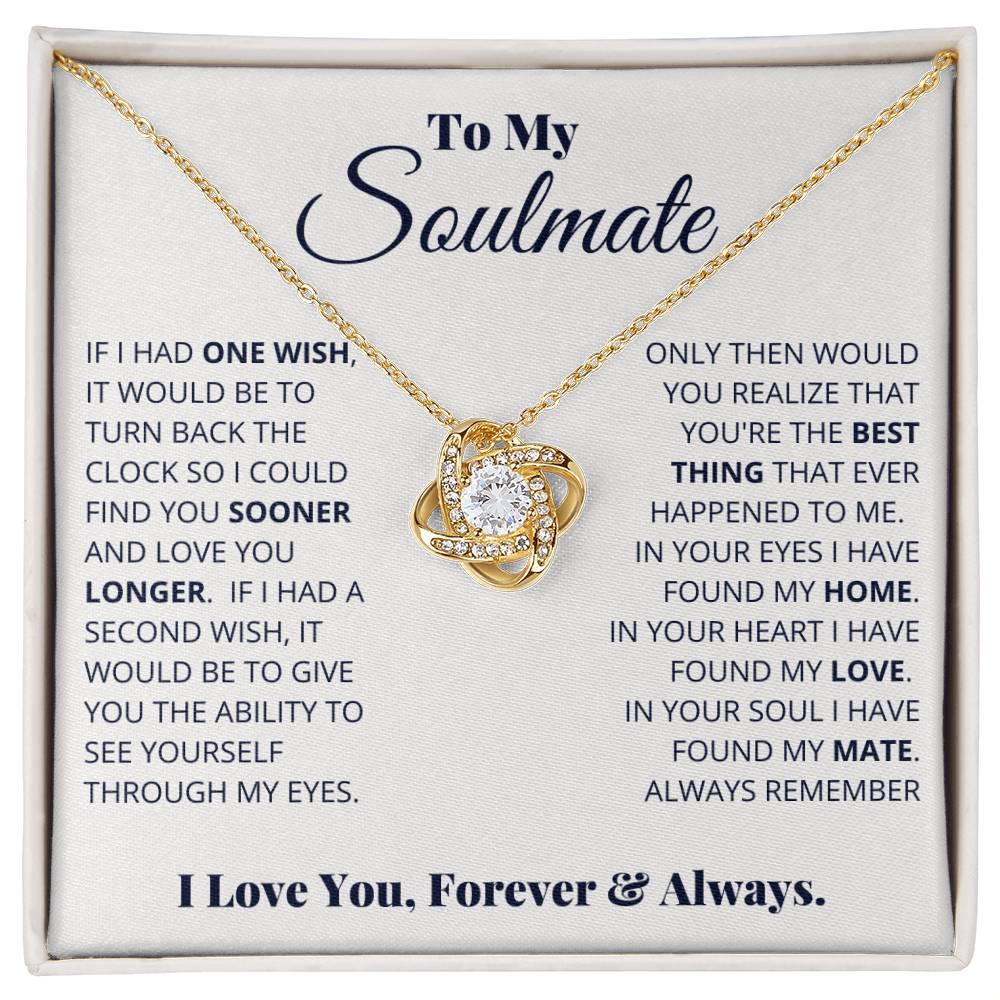 gift card with a Love knot pendant necklace for a soulmate