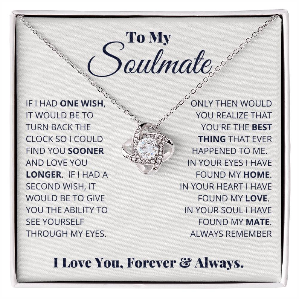 gift card with a Love knot pendant necklace for a soulmate