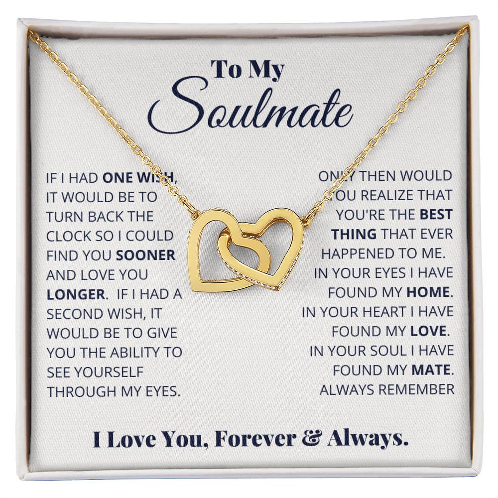 gift card with interlocking hearts necklace for a soulmate