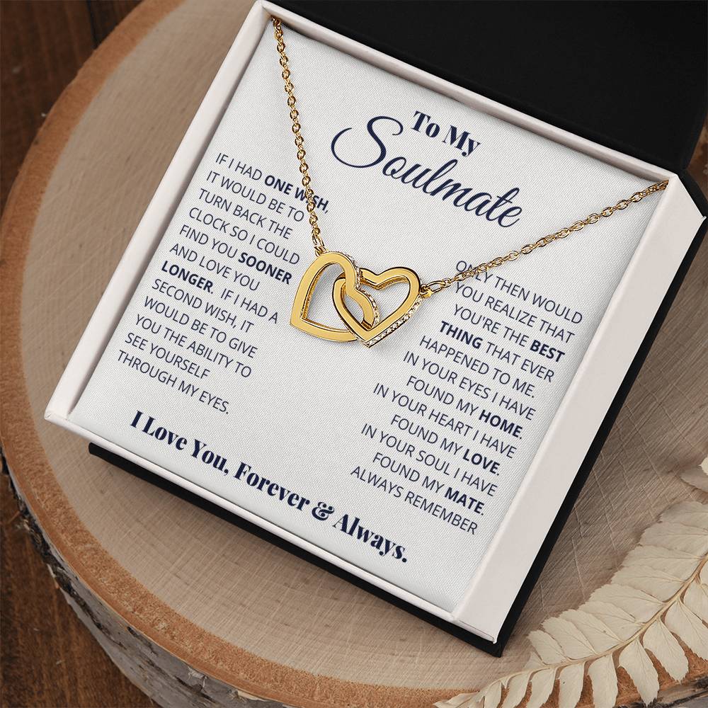 gift card with interlocking hearts necklace for a soulmate