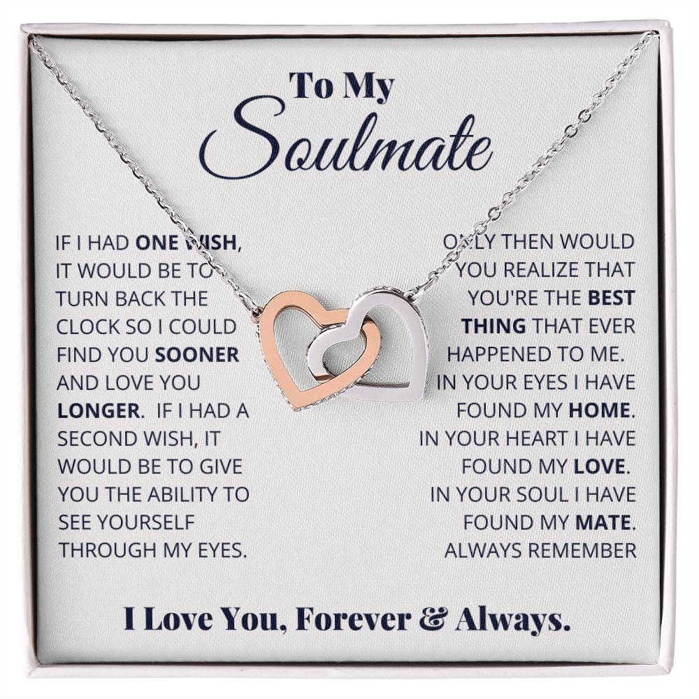 gift card with interlocking hearts necklace for a soulmate