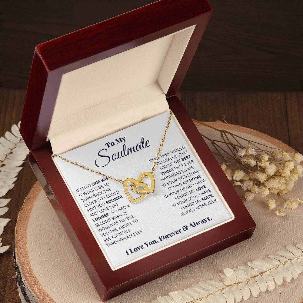 gift card with interlocking hearts necklace for a soulmate