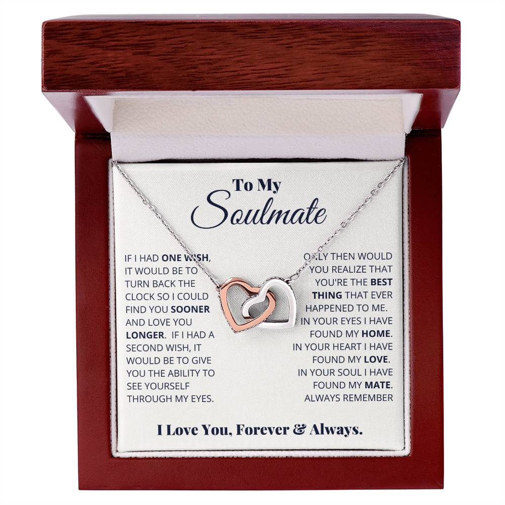 gift card with interlocking hearts necklace for a soulmate