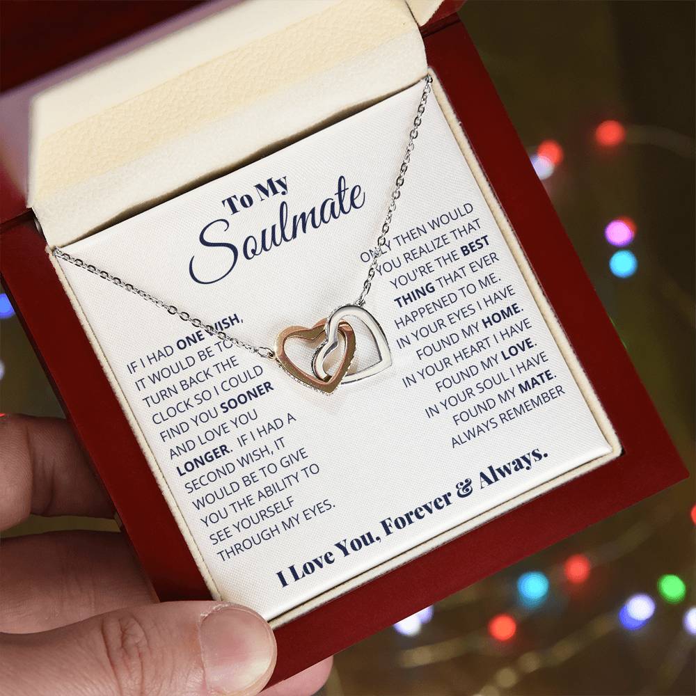 gift card with interlocking hearts necklace for a soulmate
