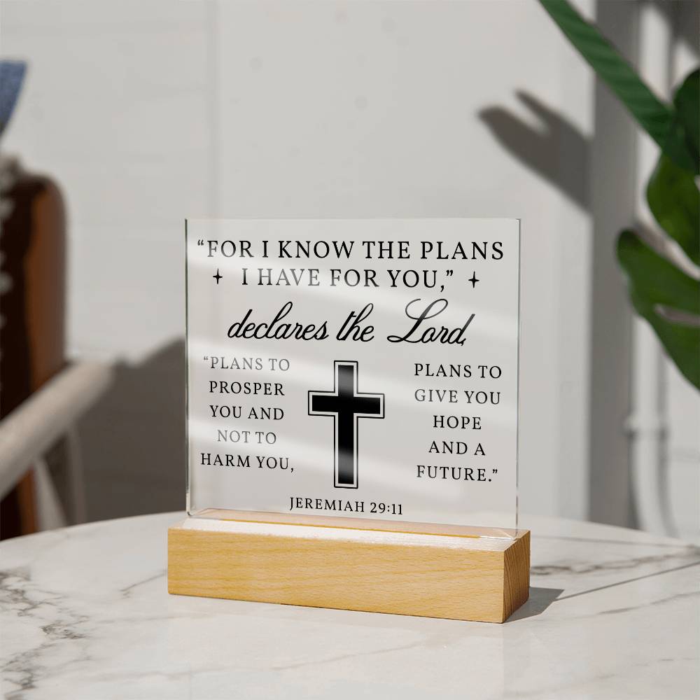 For I know The Plans I Have For You - Acrylic plaque nightlight, Scripture