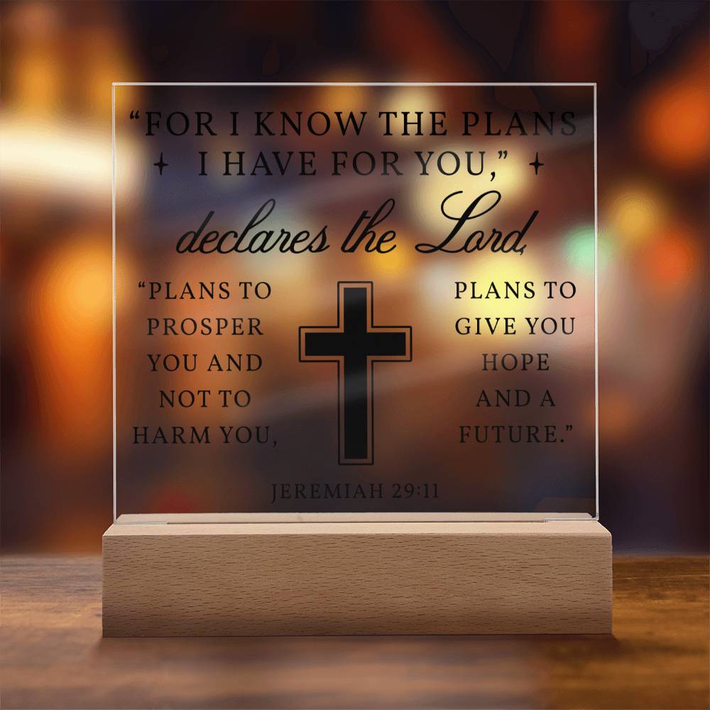 For I know The Plans I Have For You - Acrylic plaque nightlight, Scripture