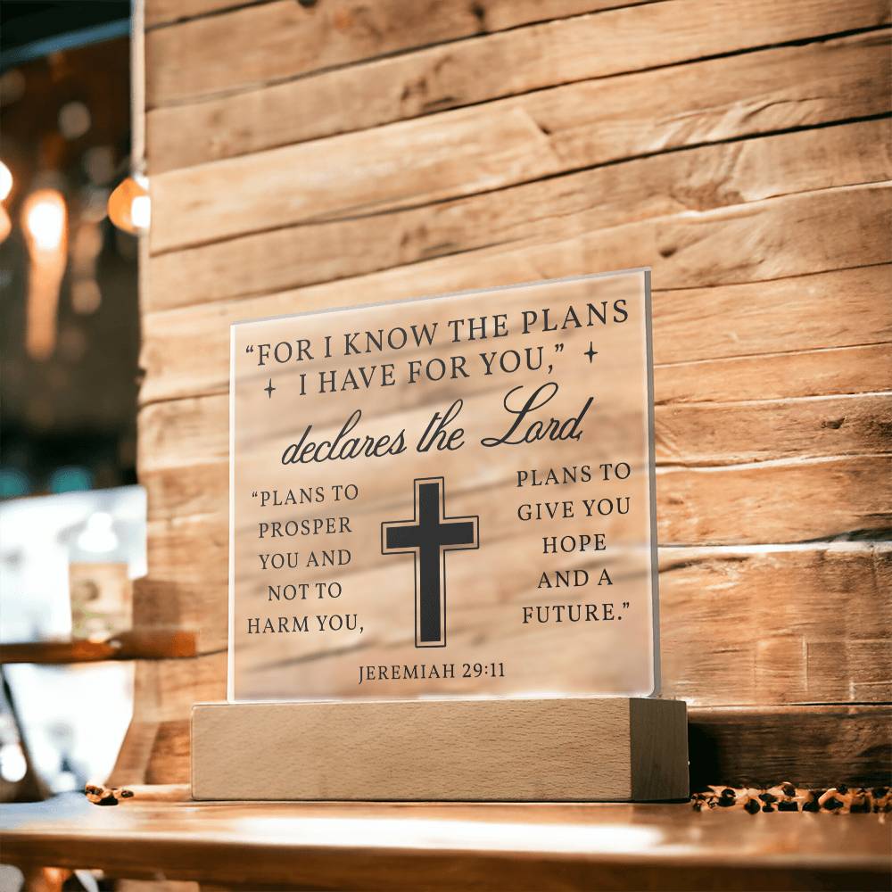 For I know The Plans I Have For You - Acrylic plaque nightlight, Scripture
