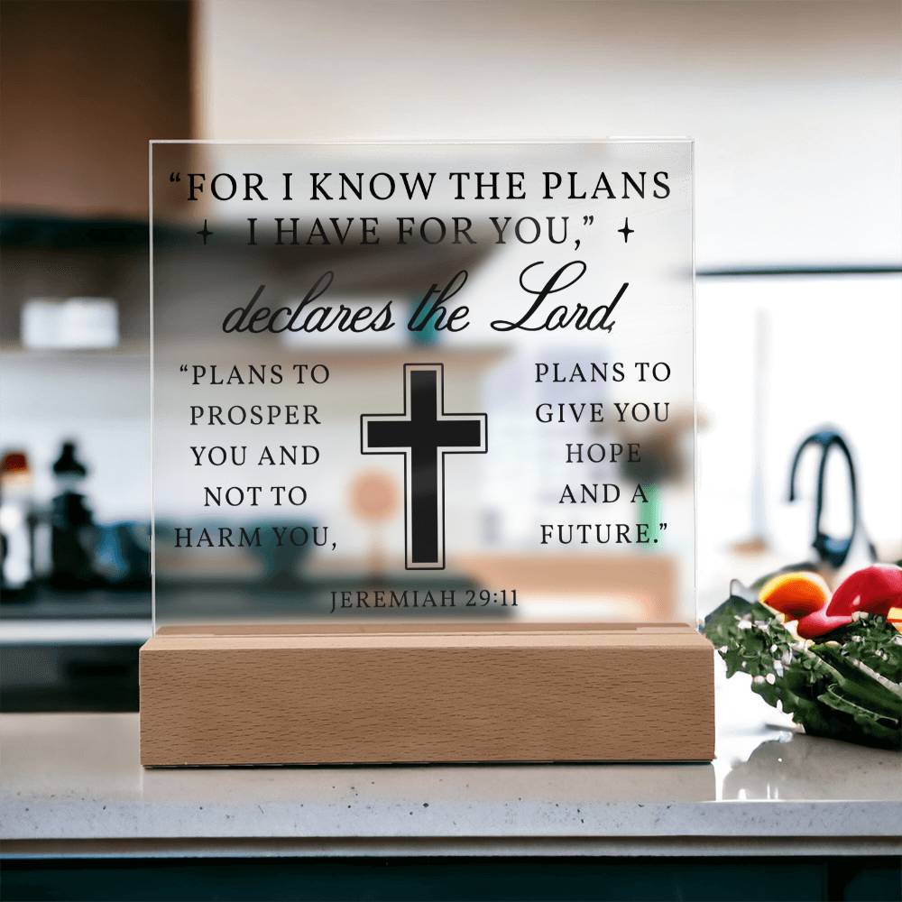 For I know The Plans I Have For You - Acrylic plaque nightlight, Scripture