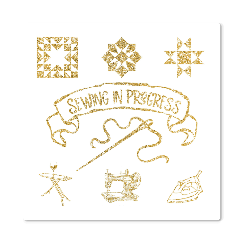 Sewing IN Progress gold clipping mask