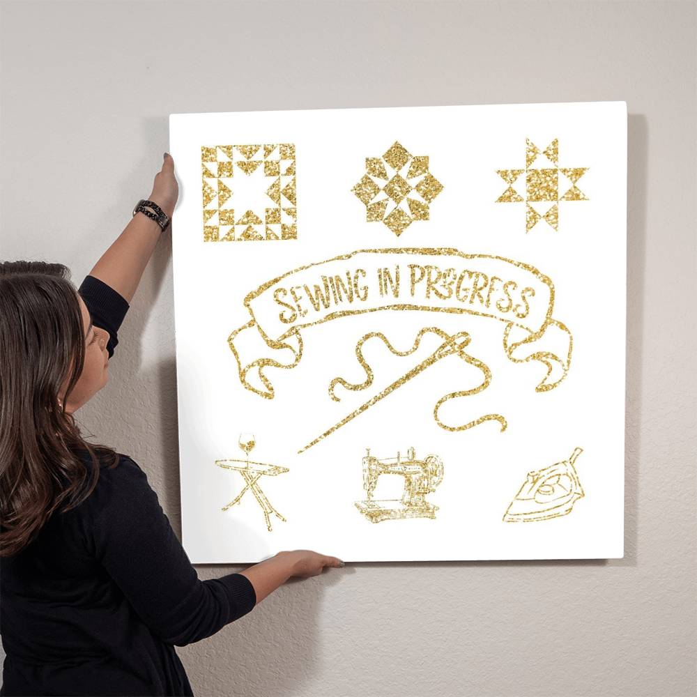 Sewing IN Progress gold clipping mask