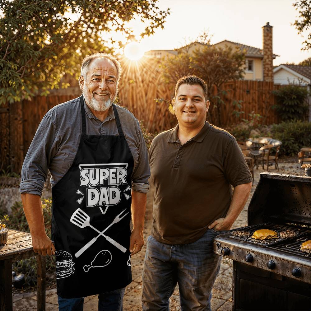 Super Dad Grill Apron: Fire Up the Fun, and choose the dipping sauce! Dad will love this "Super Dad" apron - Get Yours today!