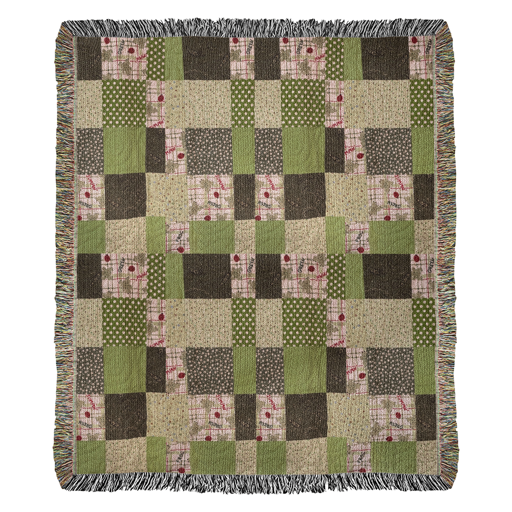 Glenna's green Heirloom woven blanket 1,600 x 1,920 x 3 to size portrait blanket