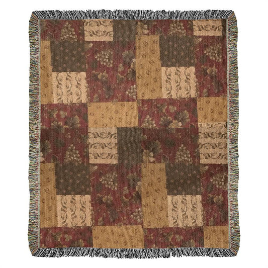 Beautiful Quilt  Pattern on This Heirloom Artwork Woven Blanket. A  Keepsake  To Wrap Up In On A Cold Night