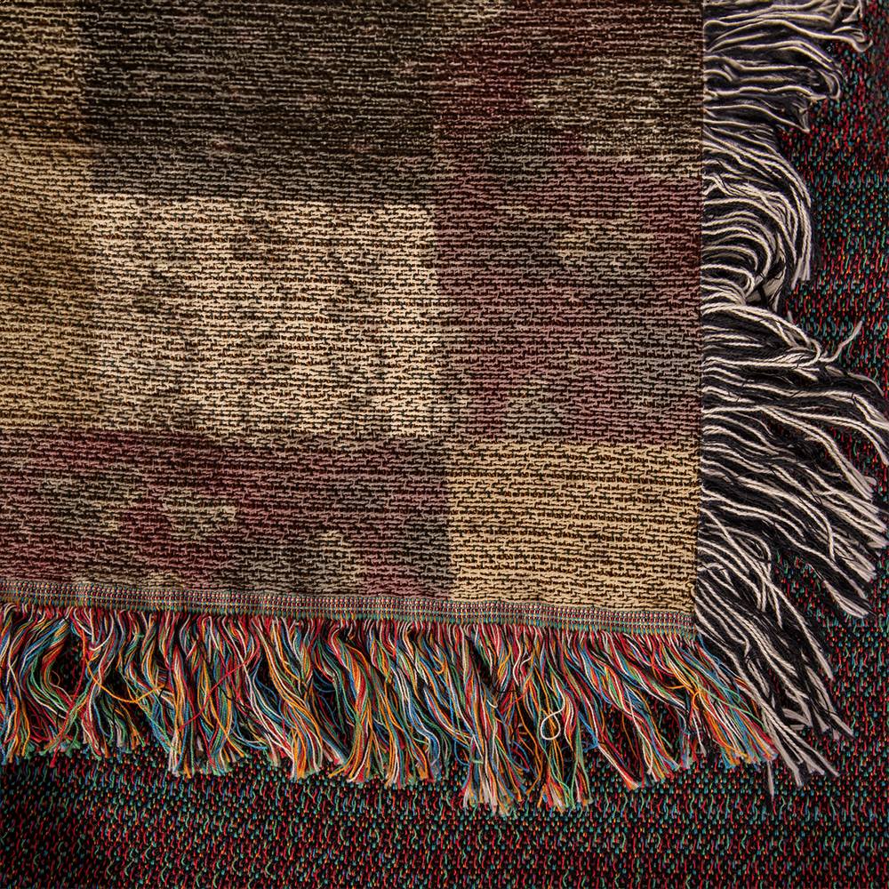 Beautiful Quilt Pattern on This Heirloom Artwork Woven Blanket. A Keepsake To Wrap Up In On A Cold Night