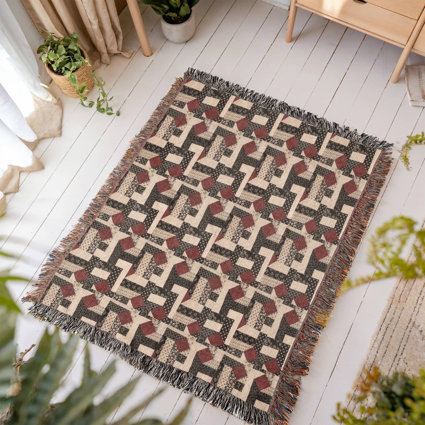 #3 Heirloom artwork woven blanket portrait 4 quadrants jpg