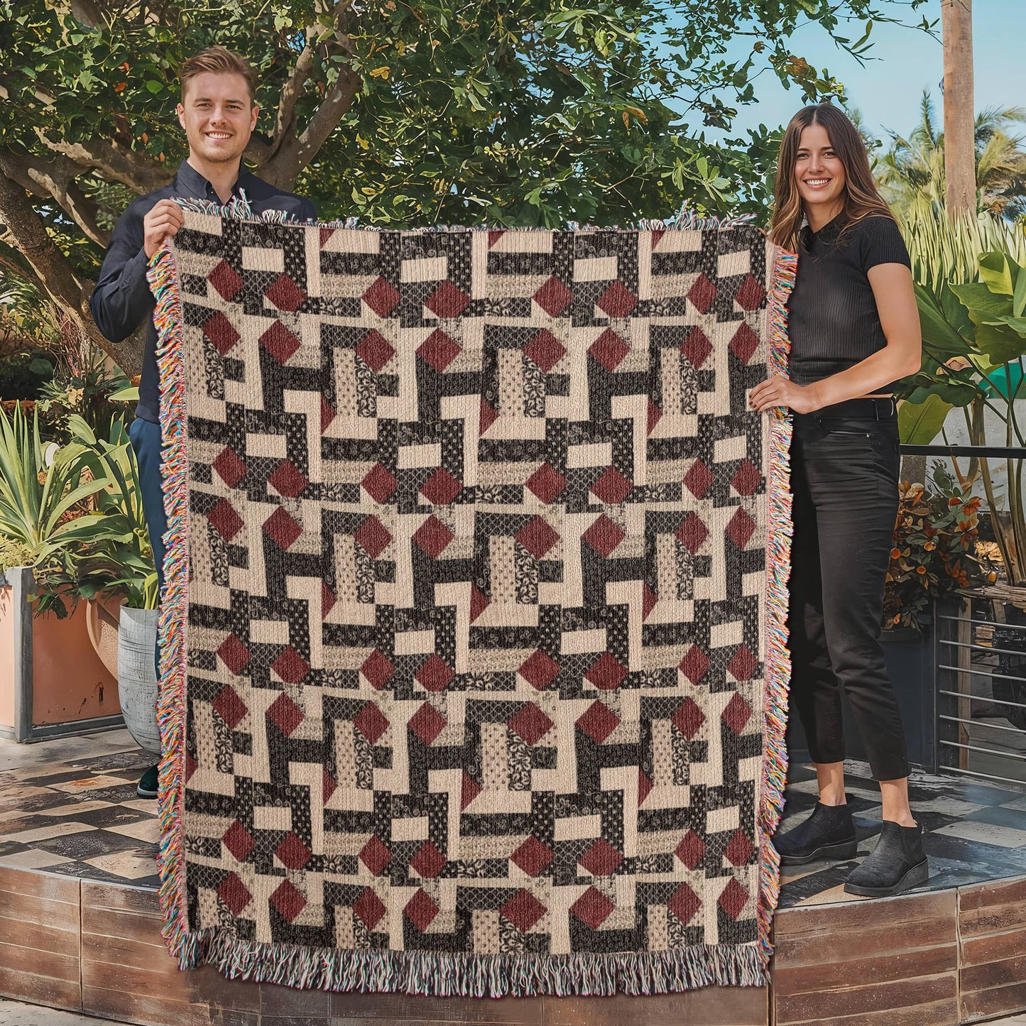 #3 Heirloom artwork woven blanket portrait 4 quadrants jpg