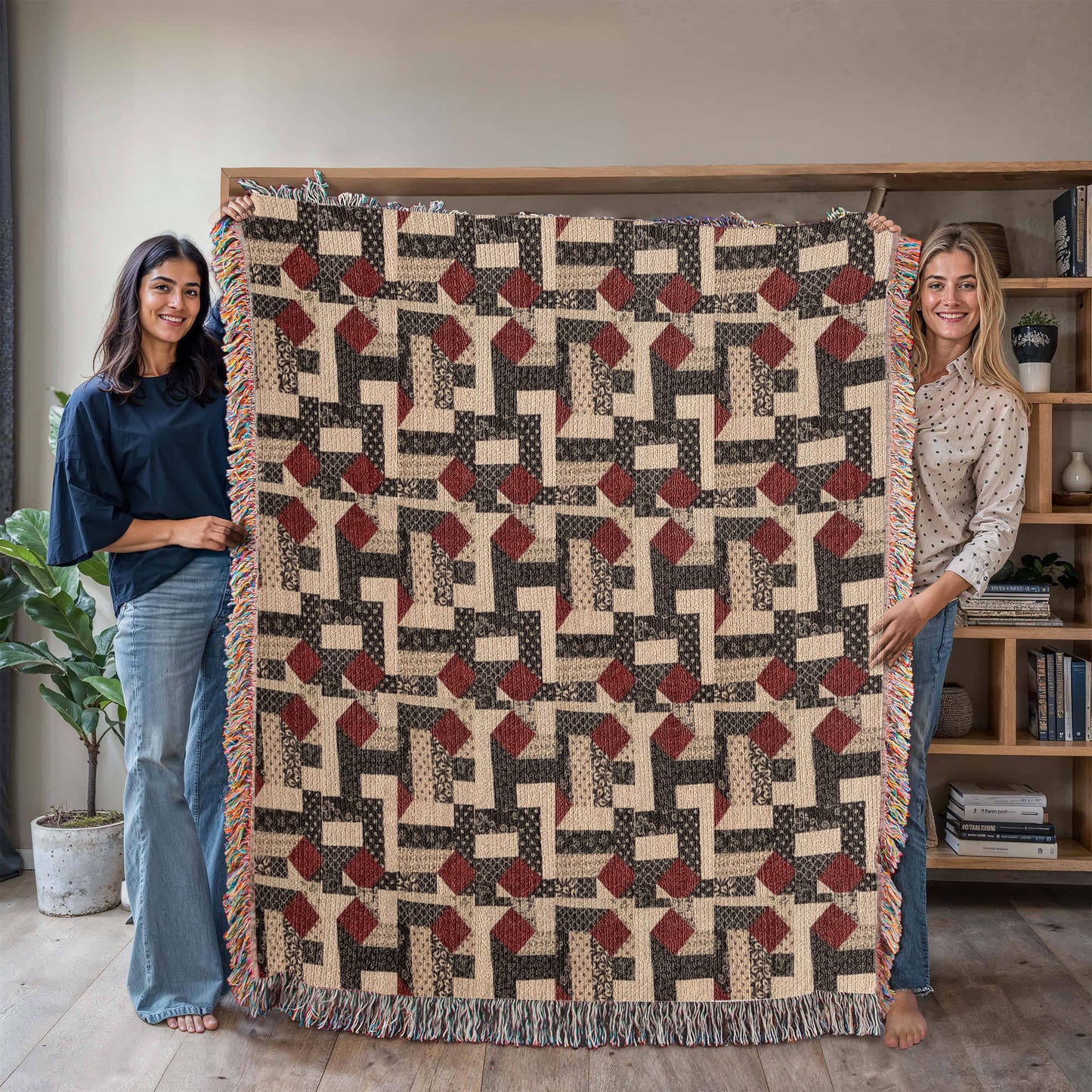 #3 Heirloom artwork woven blanket portrait 4 quadrants jpg