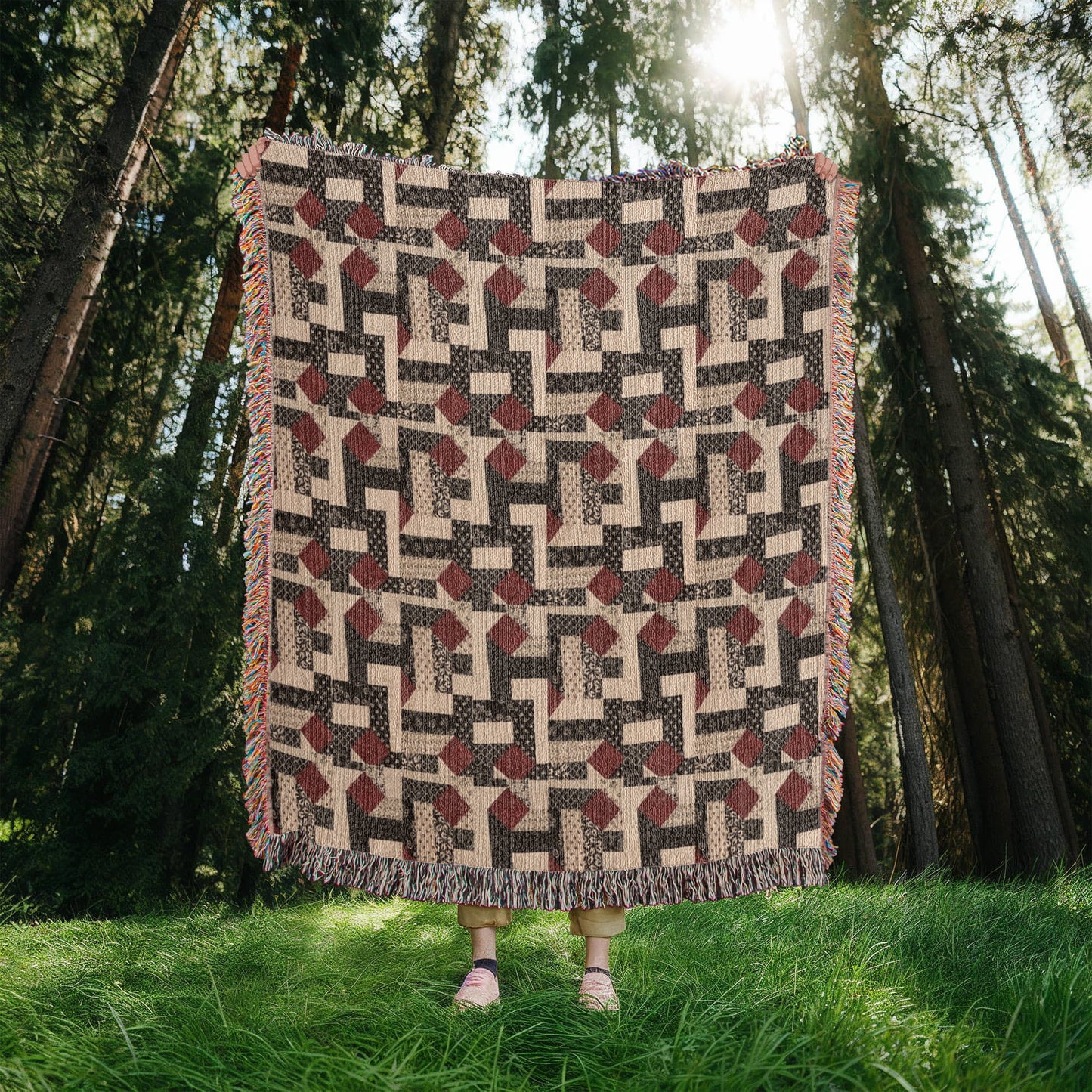 #3 Heirloom artwork woven blanket portrait 4 quadrants jpg