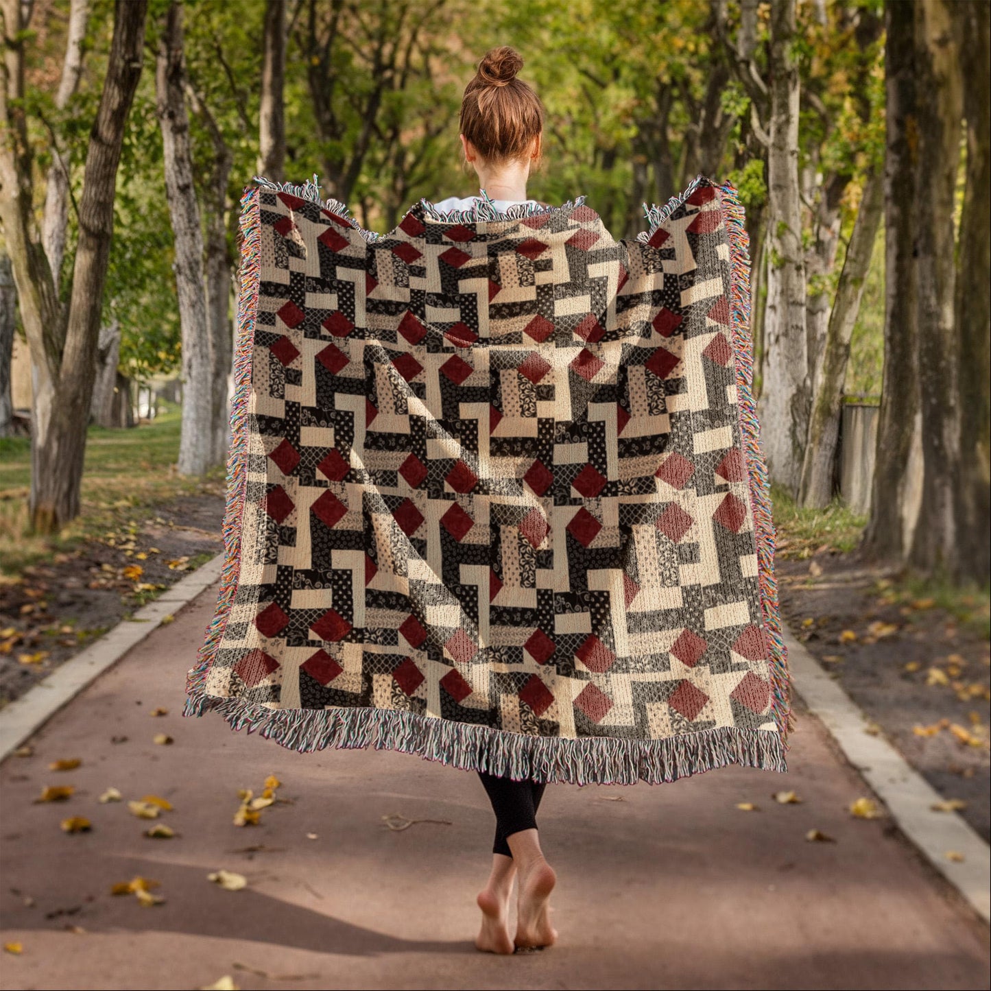 #3 Heirloom artwork woven blanket portrait 4 quadrants jpg