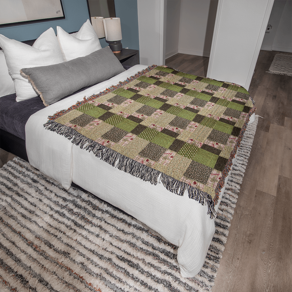 Glenna's green Heirloom woven blanket 1,920 x 1,600 x 3 to size landscape blanket